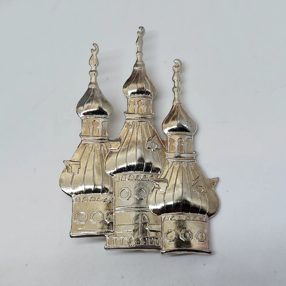Vintage St. Basils Kremlin Brooch Silver Tone